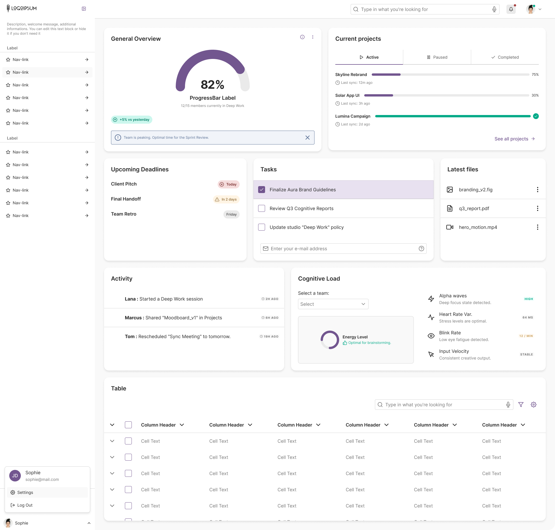 Varial Design System Mockup